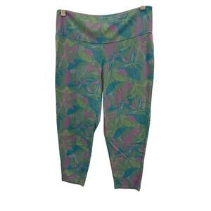Fresh Produce Lagoon Green Floral Beachside Leggings Athleisure Leisure Size M